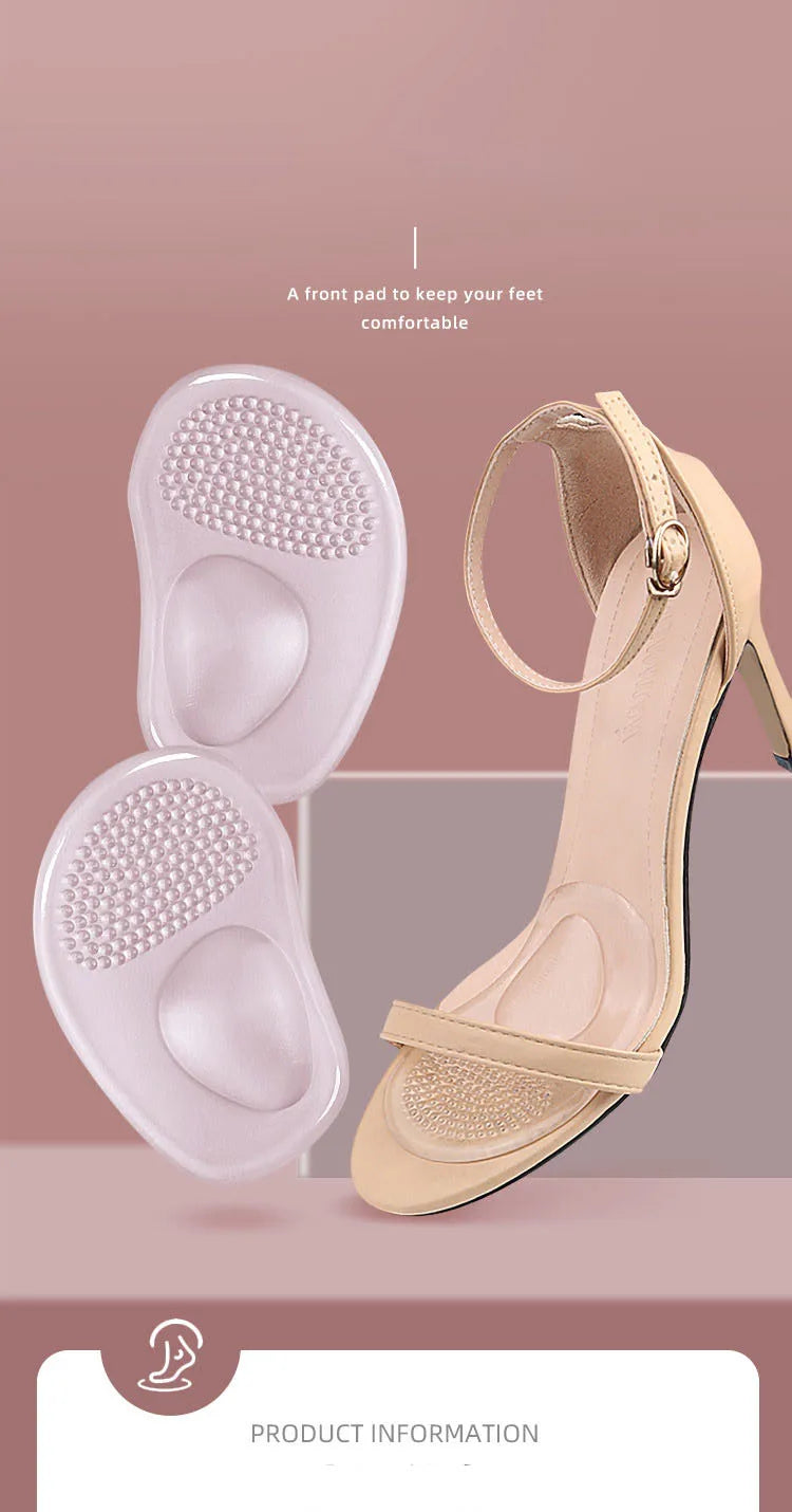 1Pair Heels Forefoot Pads Relieve Pain Orthopedic Insoles Silicone Cushion Sandals Foot Care Products GEL Non-slip Shoes Pad