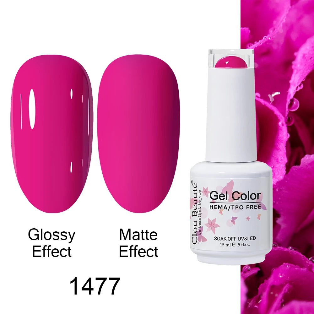 Clou Beaute 15ml HEMA TPO FREE Color Gel Nail Polish Nude Pink Red Green Collection Nail Gel Polish Glitter Soak Off UV LED Gel