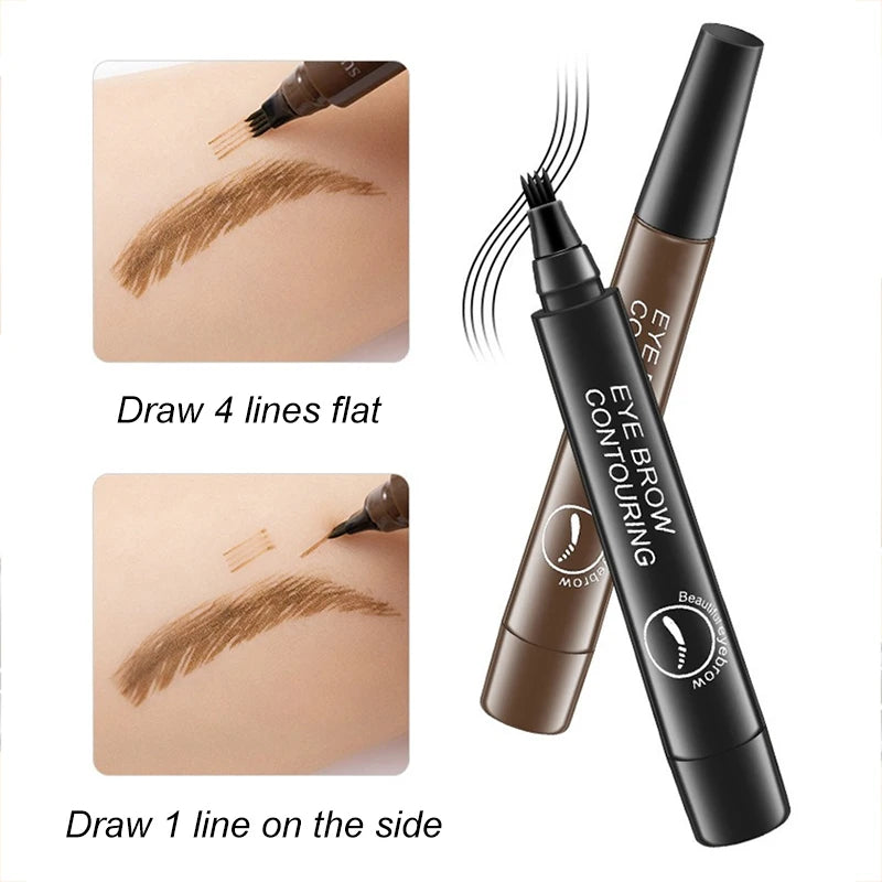 4 Point Eyebrow Pencil 5 Colors Waterproof Liquid Eyebrows Pen Lasting Red Brown Brow Pencil High Quality Eyebrow Makeup Pencil
