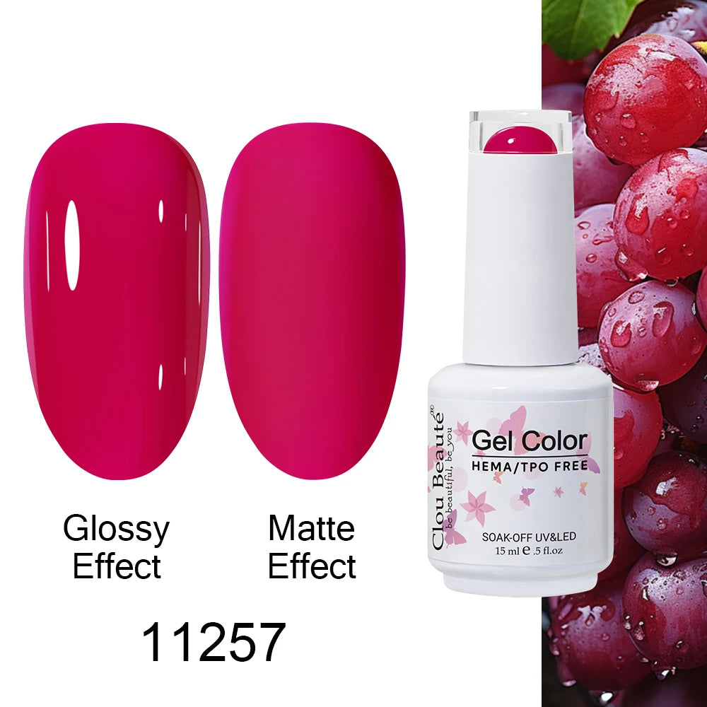 Clou Beaute 15ml HEMA TPO FREE Color Gel Nail Polish Nude Pink Red Green Collection Nail Gel Polish Glitter Soak Off UV LED Gel