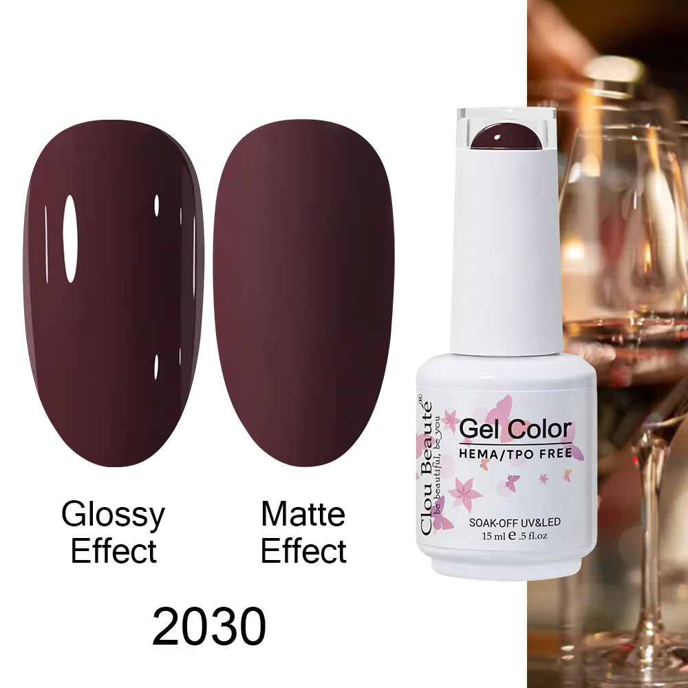 Clou Beaute 15ml HEMA TPO FREE Color Gel Nail Polish Nude Pink Red Green Collection Nail Gel Polish Glitter Soak Off UV LED Gel