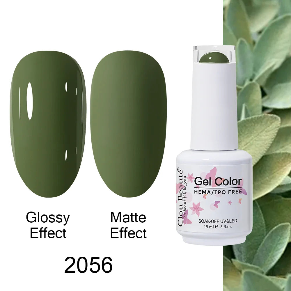 Clou Beaute 15ml HEMA TPO FREE Color Gel Nail Polish Nude Pink Red Green Collection Nail Gel Polish Glitter Soak Off UV LED Gel