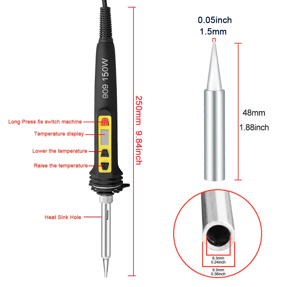 100W/120W Digital Soldering Iron Kit Repair Soldering Tool Set Electric Soldering Iron Dual Calibration Temperature 200-600C