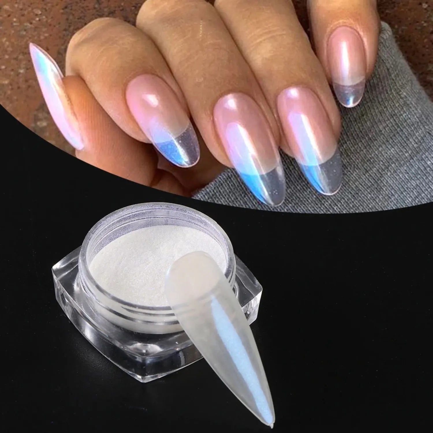 Pearl White Rubbing on Nail Art Glitter Dust Chrome Aurora Yellow Purple Manicure Decorations Mirror Mermaid Nail Powder Pigment