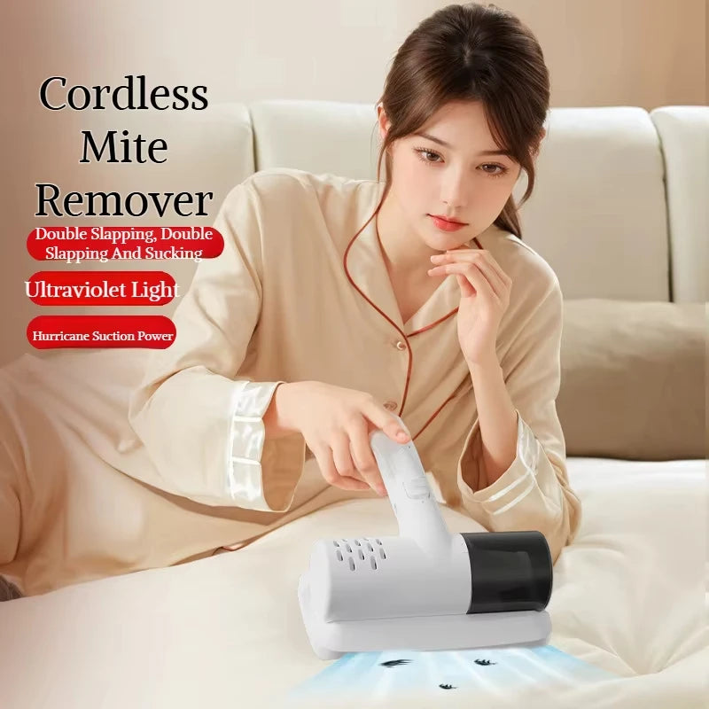 Wireless Handheld Vacuum Cleaner USB Charging Powerful Suction Portable Mite Remover for Bed Sofa Car Cleaning