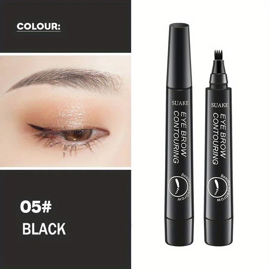 Microblading Eyebrow Pencils with 4 Split Head Waterproof 5 Colors Eyebrow Pens Natural Looking Brows Makeup for Women Cosmetics