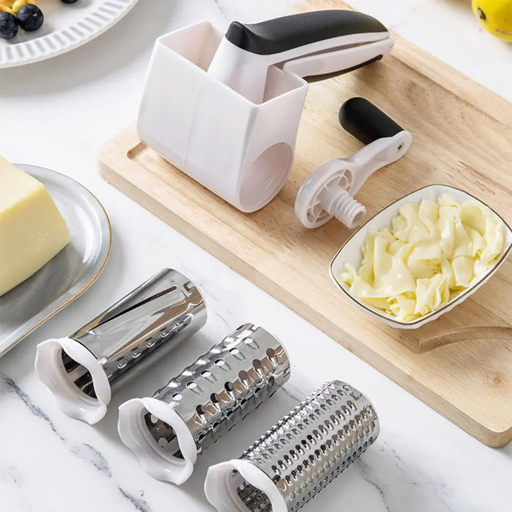 3-in-1 Hand-Cranked Cheese Grater Rotary Multi-functional Parmesan Cheese Shredder Hand Crank Detachable Chocolate Grater Butter