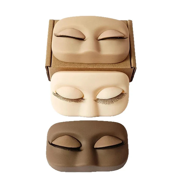 Mini Lash Practice Eyelash Replacement  Training Head Flat Model With Removable  Eyelids With False Eyelashes Head Extension