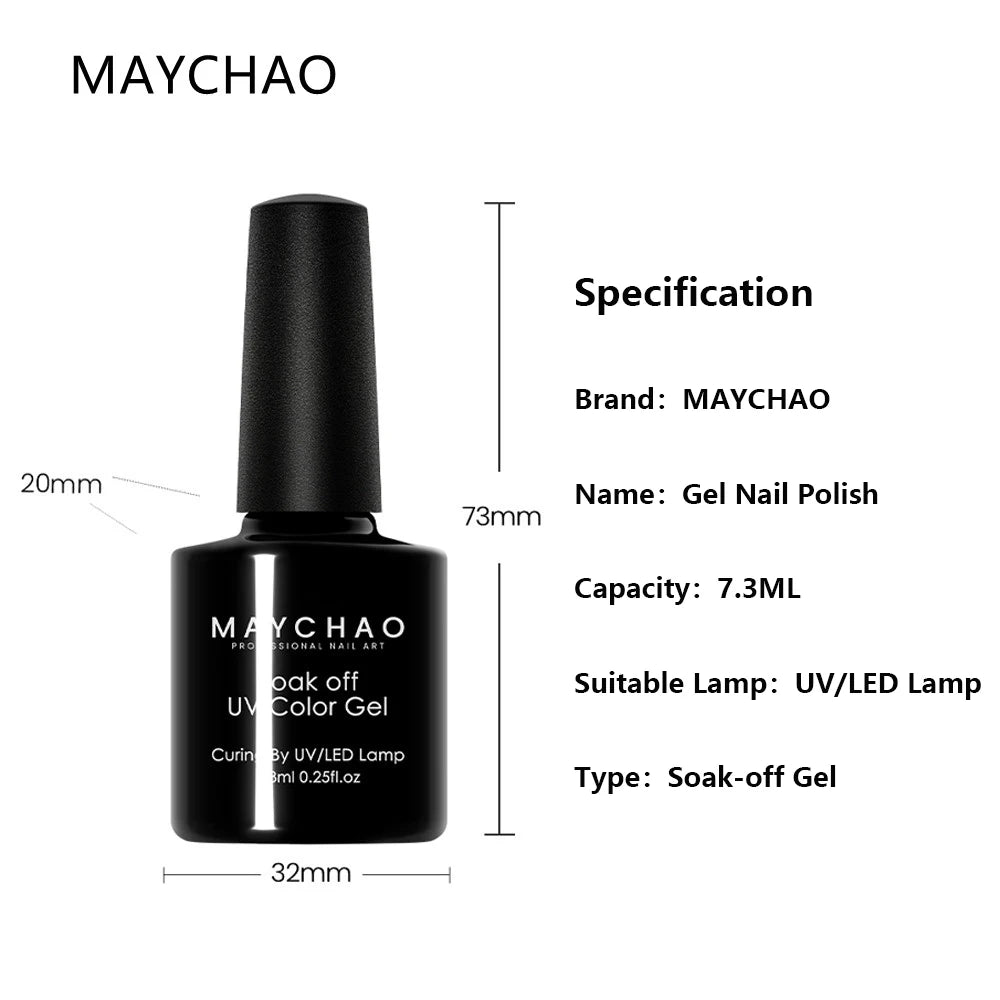 MAYCHAO Transparent Nude Jelly Gel Nail Polish Semi Permanent 7.3ml Top Coat Soak Off UV LED Varnish Nail Art Design Base Gel