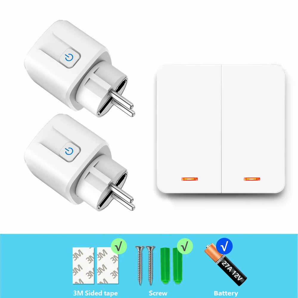 RF Wireless Smart Plug 110V 220V 16A High-power Socket and 86 Wireless Push Button Wall Switch with Battery for Home Appliance