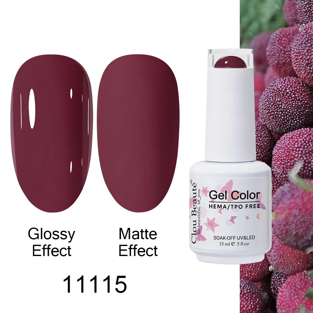 Clou Beaute 15ml HEMA TPO FREE Color Gel Nail Polish Nude Pink Red Green Collection Nail Gel Polish Glitter Soak Off UV LED Gel