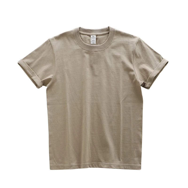 Dukeen 280gsm Oversized Heavy T-Shirt for Men Summer Short Sleeve Tee Cotton Solid Color Top Casual T Shirts One Piece