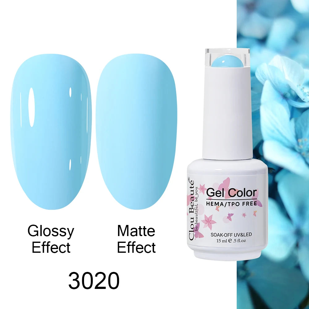 Clou Beaute 15ml HEMA TPO FREE Color Gel Nail Polish Nude Pink Red Green Collection Nail Gel Polish Glitter Soak Off UV LED Gel