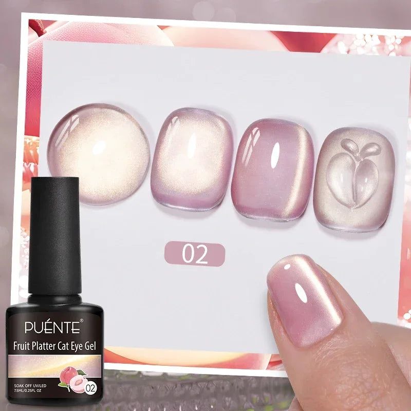 PUENTE 7.5ML Smooth Ceramics Cat Magnetic Gel Nail Polish White Moonlight Shades Cat Eye Soak Off UV Nail Art Varnish Manicure