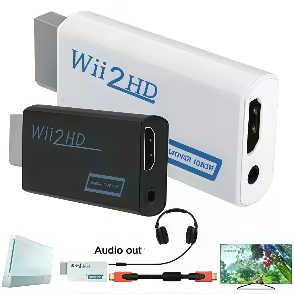Wii to HDMI Converter with 3.5mm Audio - Digital Adapter for HDTV/Monitor, 480p to 1080p/720P Compatible (Not for Wii Mini)