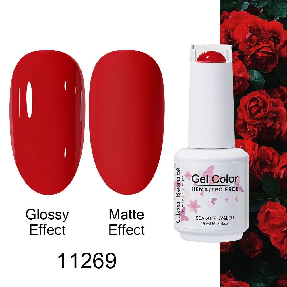 Clou Beaute 15ml HEMA TPO FREE Color Gel Nail Polish Nude Pink Red Green Collection Nail Gel Polish Glitter Soak Off UV LED Gel