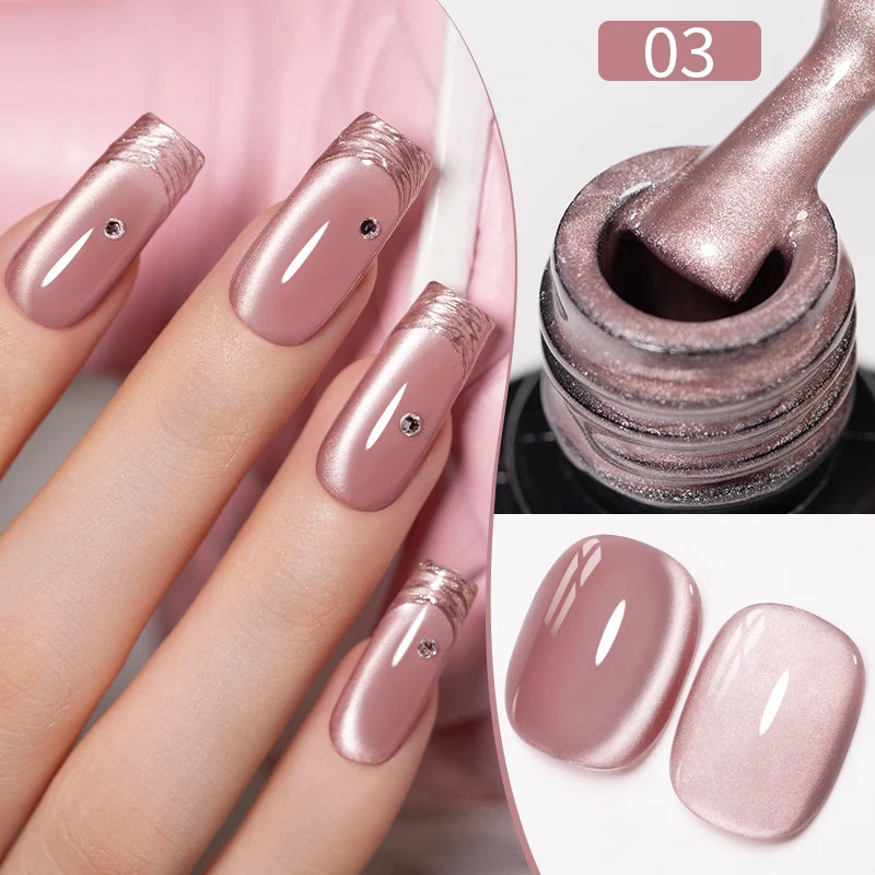 PUENTE 7.5ML Smooth Ceramics Cat Magnetic Gel Nail Polish White Moonlight Shades Cat Eye Soak Off UV Nail Art Varnish Manicure