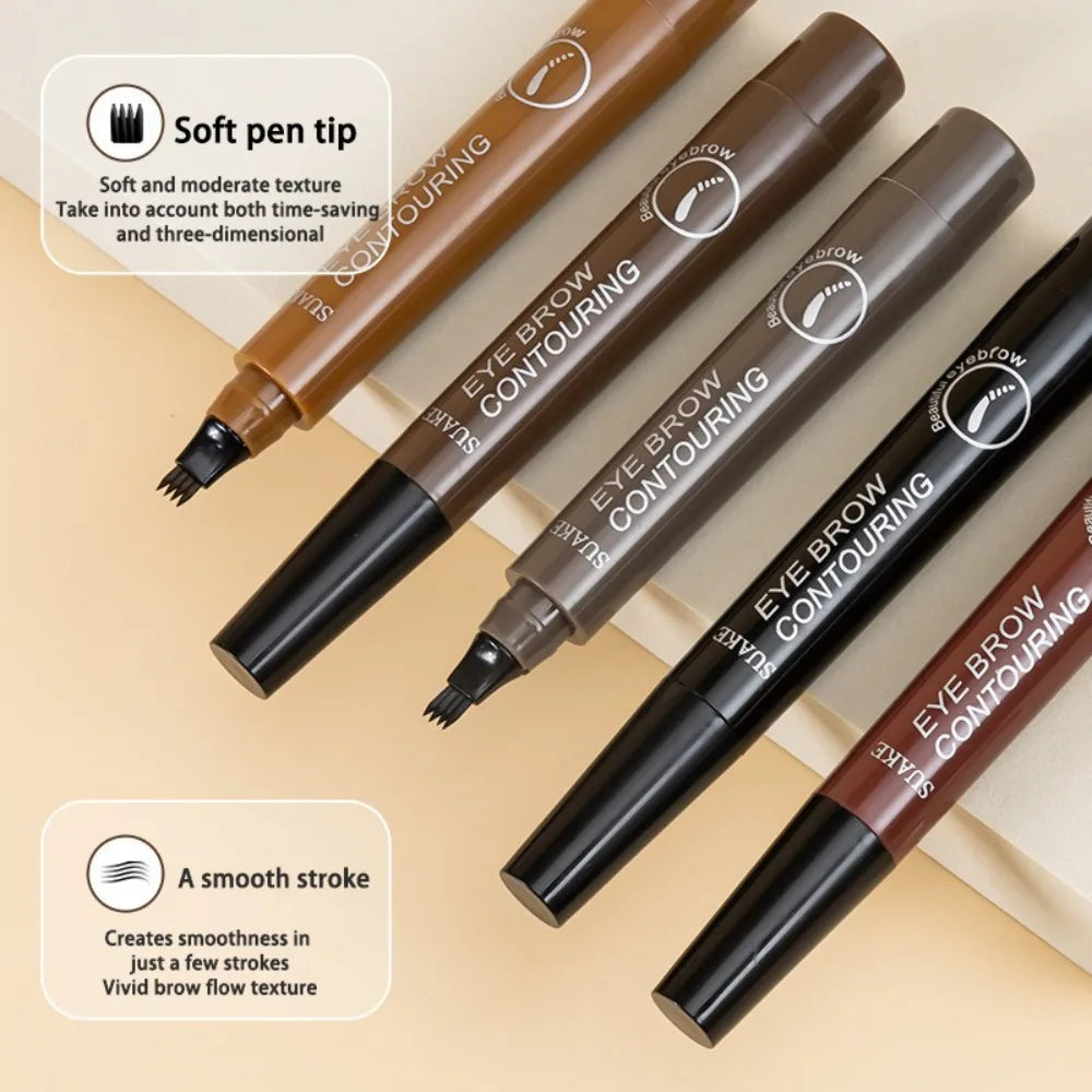 4 Point Head Eyebrow Pencil Long Lasting Waterproof Sweat Proof High Pigmented Eyebrow Tattoo Pen Easy Apply Liquid Brow Makeup