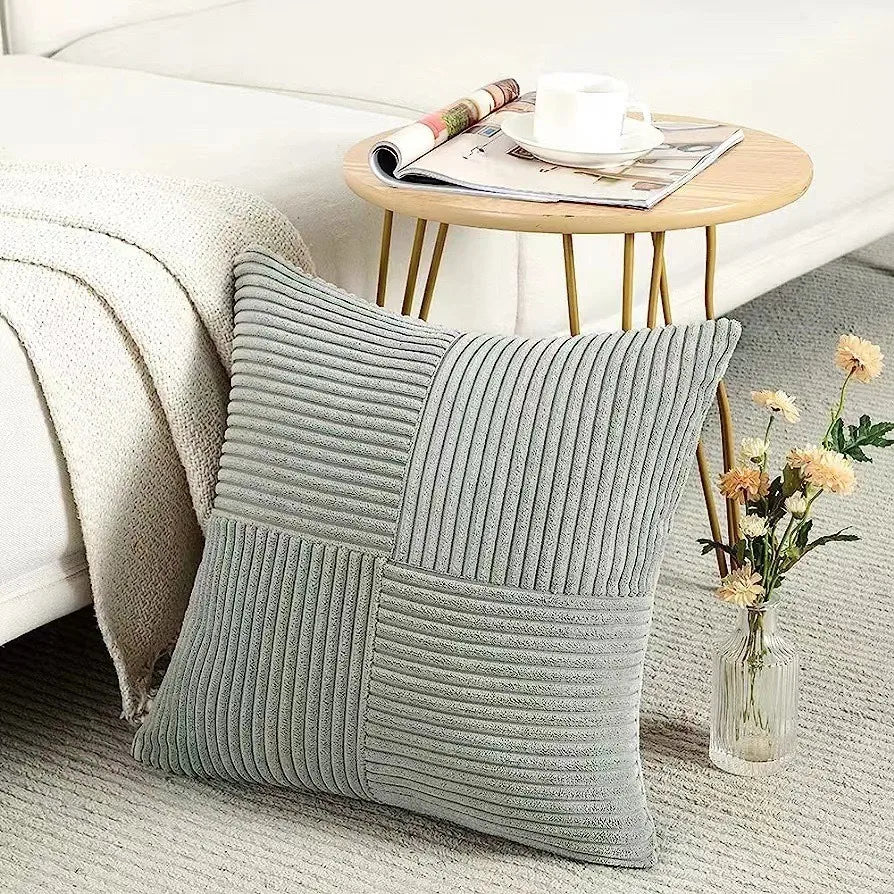 Rust Boho Throw Pillow Cover 18x18 Inch for Couch Bed Sofa Soft Corss Corduroy Patchwork Textured Terracotta Accent Cushion Case