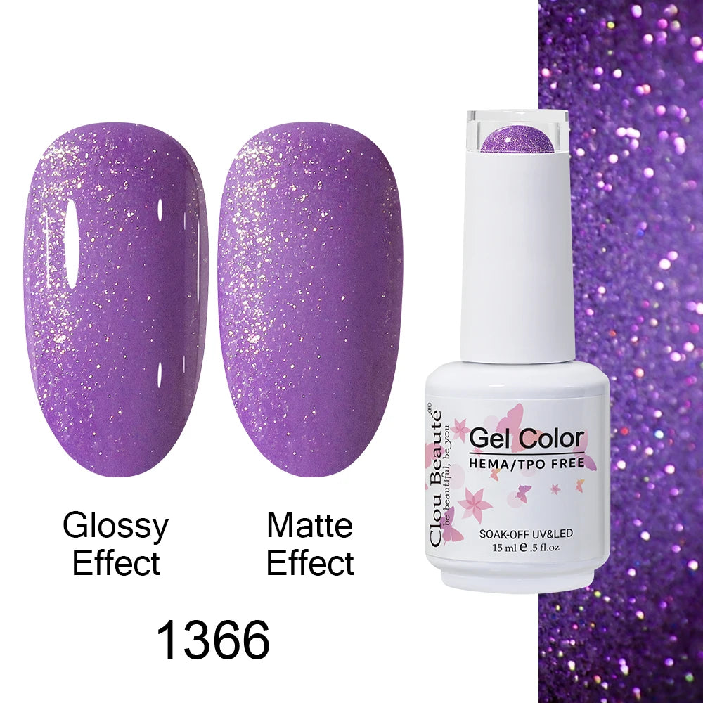 Clou Beaute 15ml HEMA TPO FREE Color Gel Nail Polish Nude Pink Red Green Collection Nail Gel Polish Glitter Soak Off UV LED Gel