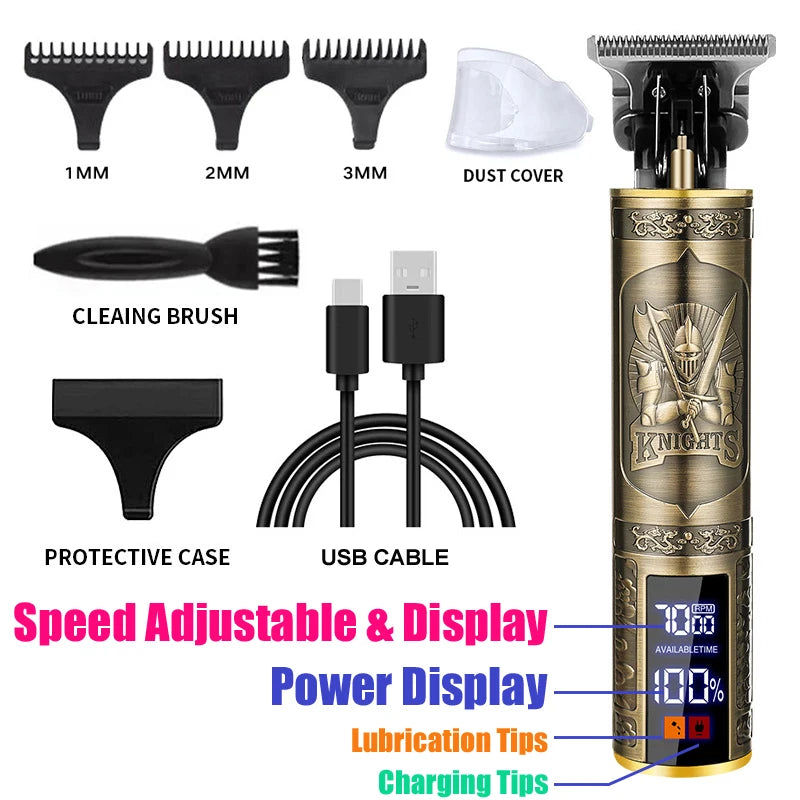T9 Vintage USB Hair Clipper Professional Trimmer Cordless Haircut Machine Shaver Rechargeable Hair Trimmer Adjustable Barber