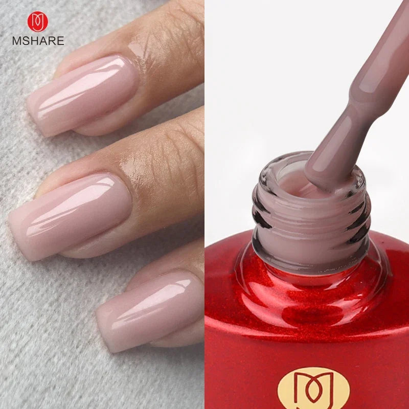 MSHARE Milk Milky White Base Gel Polish Camouflage Color Rubber Base Nail base coat 10ml