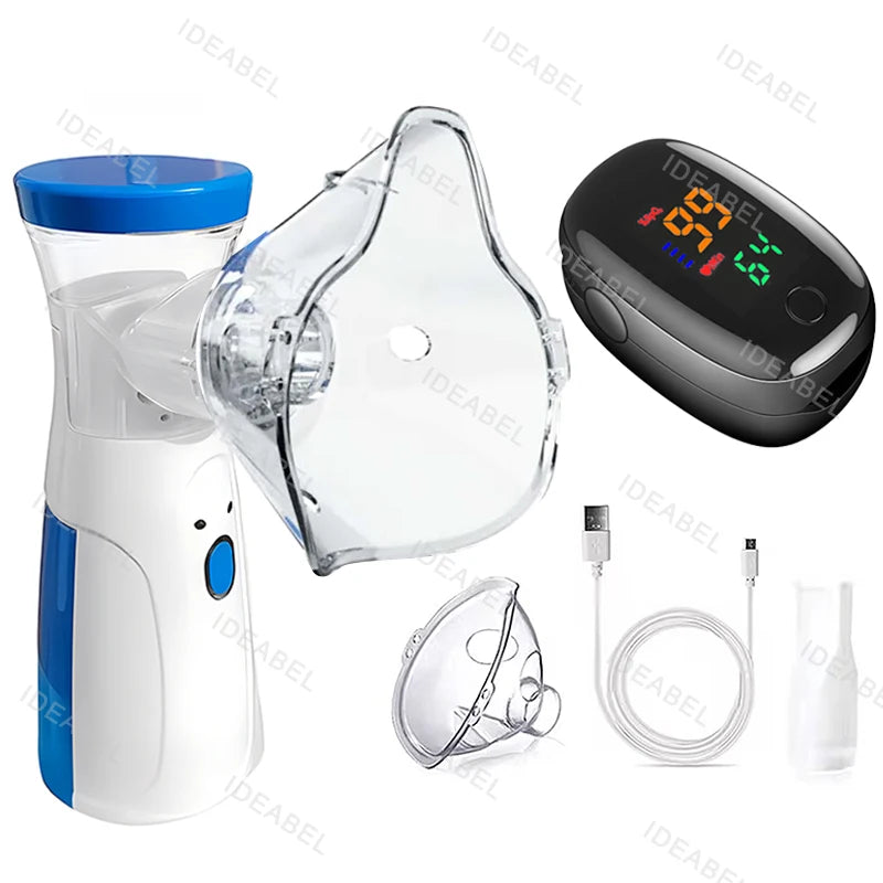 Atomizer Health Care Products Fingertip Pulse Blood Oxygen Portable Nebulizer Mesh Nebulizer Handheld Medical Asthma Inhaler