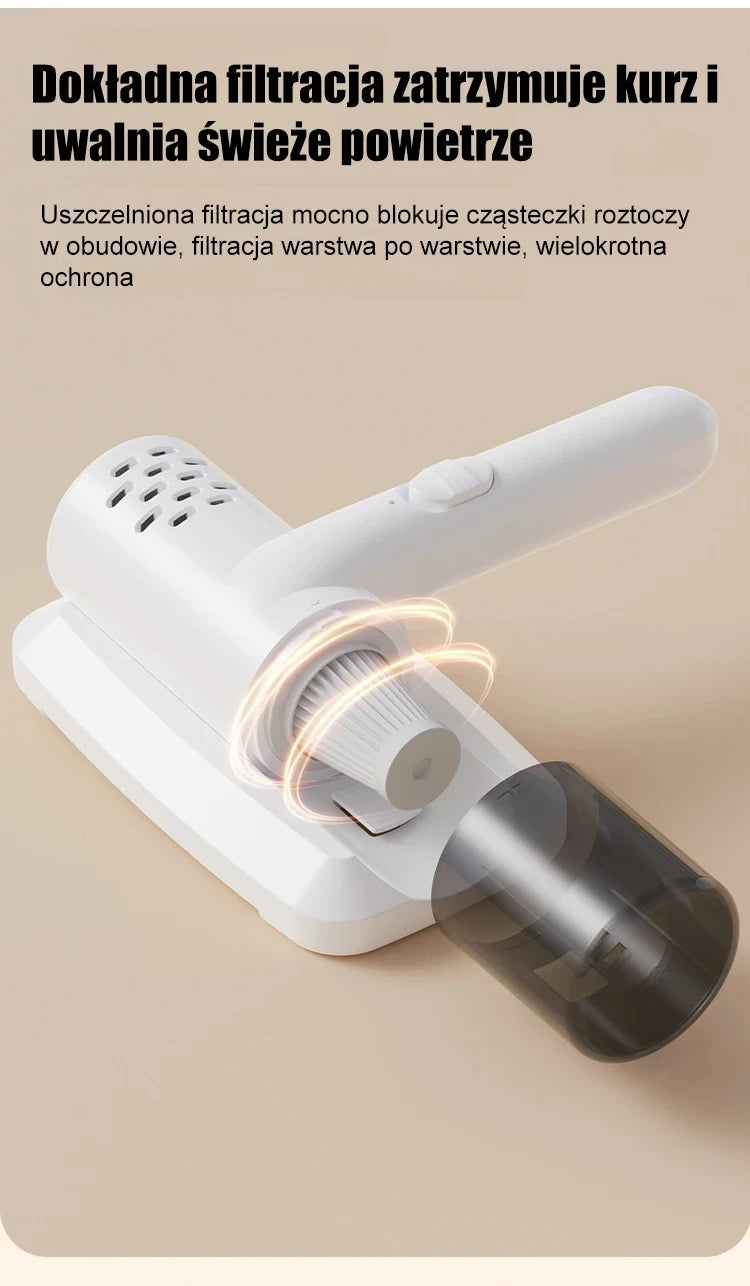 Wireless Handheld Vacuum Cleaner USB Charging Powerful Suction Portable Mite Remover for Bed Sofa Car Cleaning