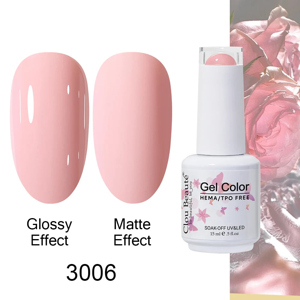Clou Beaute 15ml HEMA TPO FREE Color Gel Nail Polish Nude Pink Red Green Collection Nail Gel Polish Glitter Soak Off UV LED Gel