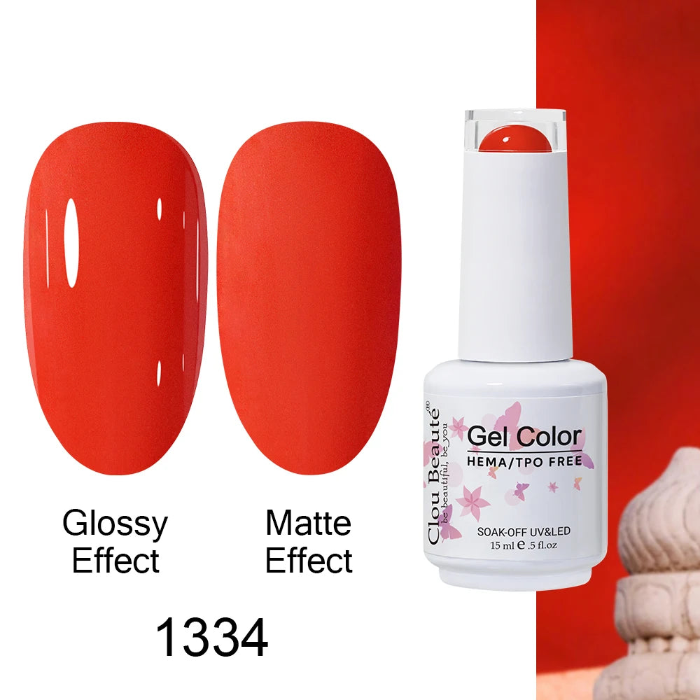 Clou Beaute 15ml HEMA TPO FREE Color Gel Nail Polish Nude Pink Red Green Collection Nail Gel Polish Glitter Soak Off UV LED Gel