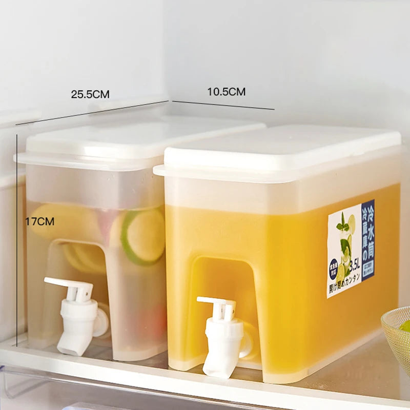 3.5L Water Kettle Or Faucet Beverage Dispenser Cold Juice Lemonade Drinks Bucket Liquid Storage Tank Outdoor Fridge Organizers