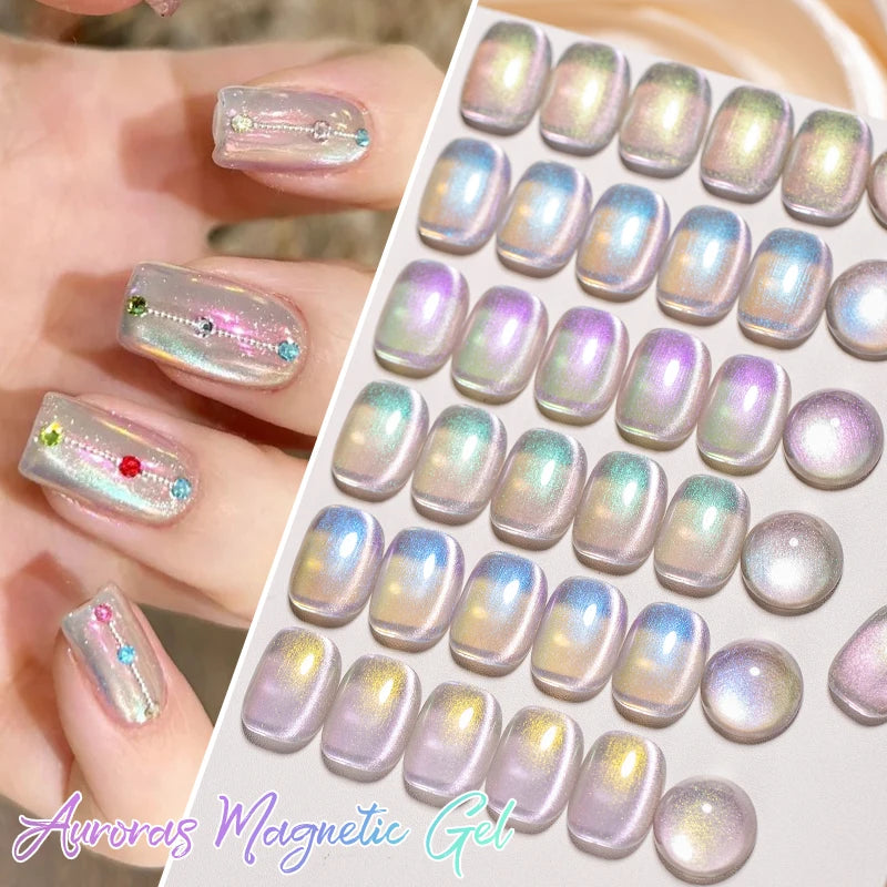 Auroras Glitter Cat Magnetic Gel Nail Polish Shimmer Glass Bead Effect Magnetic Gel Soak Off UV LED Painting Vanrish Manicure
