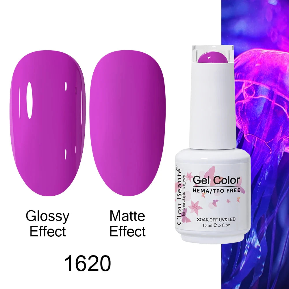 Clou Beaute 15ml HEMA TPO FREE Color Gel Nail Polish Nude Pink Red Green Collection Nail Gel Polish Glitter Soak Off UV LED Gel