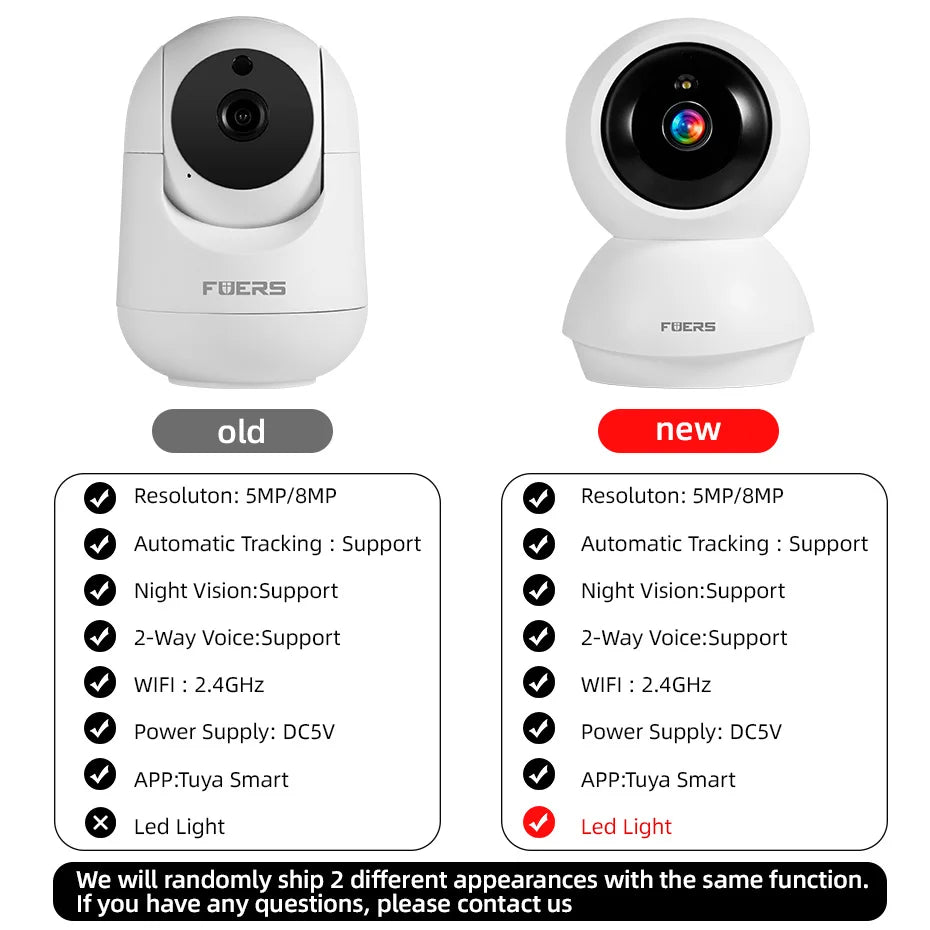 Fuers 4K 8MP IP Camera Indoor WiFi Wireless Surveillance works with Tuya Smart Home APP Auto Tracking CCTV Security Baby Monitor