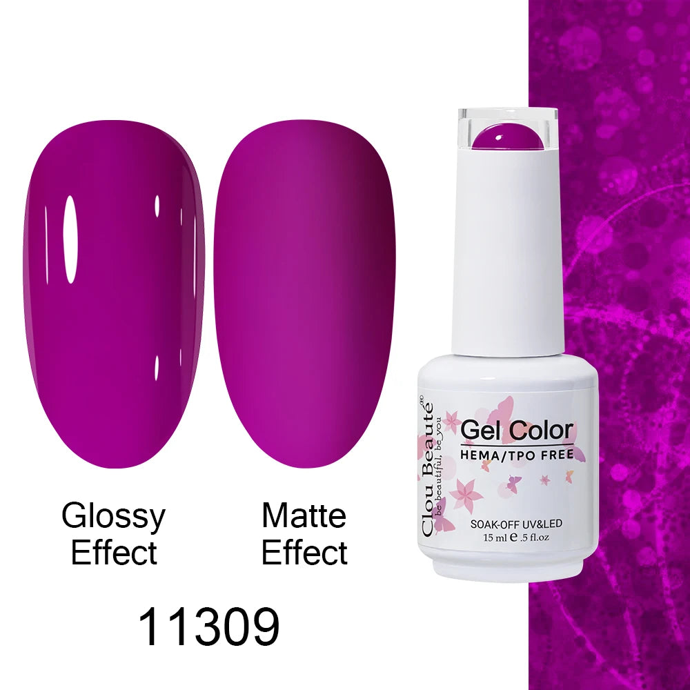 Clou Beaute 15ml HEMA TPO FREE Color Gel Nail Polish Nude Pink Red Green Collection Nail Gel Polish Glitter Soak Off UV LED Gel