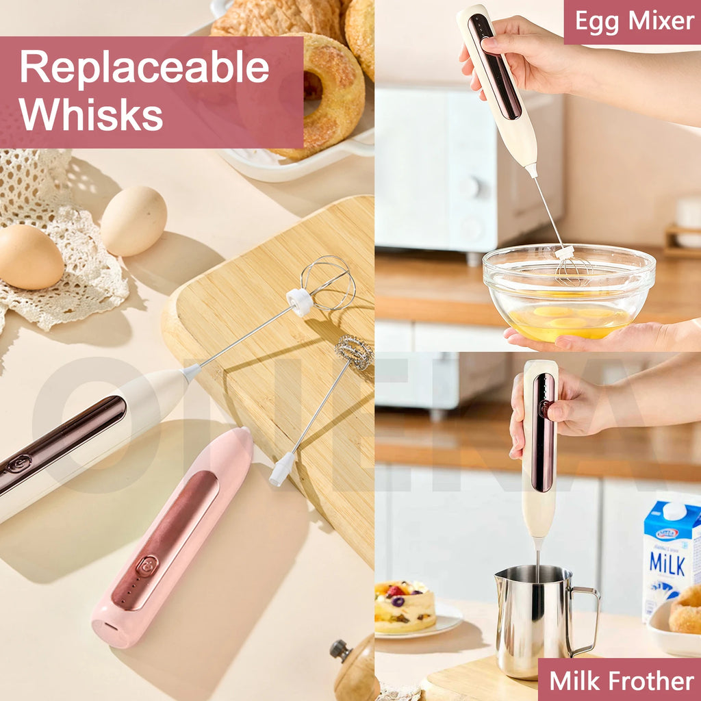 Milk Frother Coffee Frother Handheld Foam Maker Rechargeable Baking Whisk Drink Mixer For Latte Matcha Shake Gift Idea