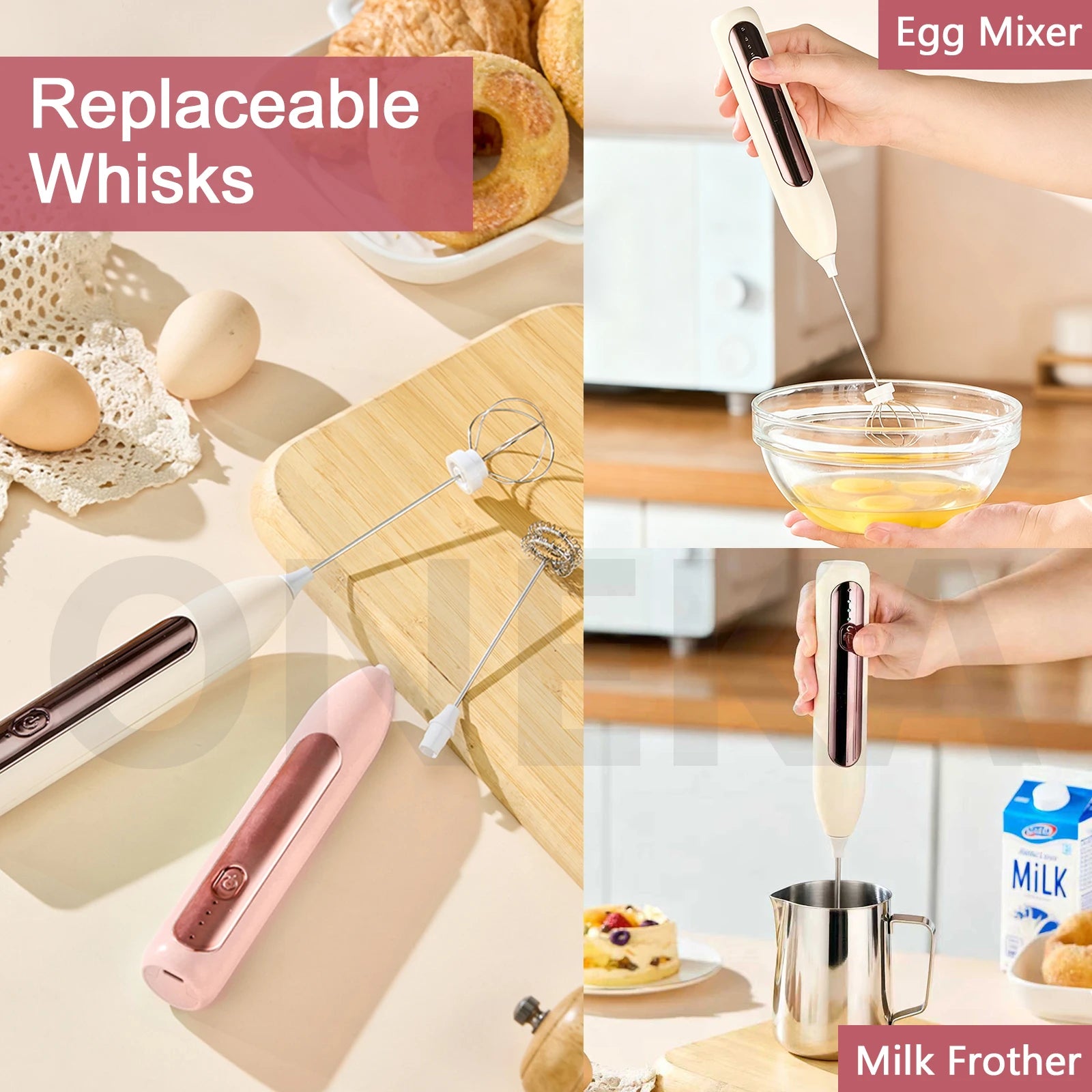 Milk Frother Coffee Frother Handheld Foam Maker Rechargeable Baking Whisk Drink Mixer For Latte Matcha Shake Gift Idea