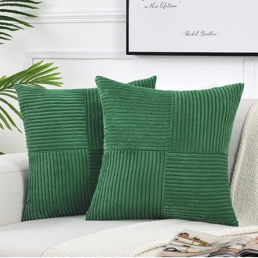 Rust Boho Throw Pillow Cover 18x18 Inch for Couch Bed Sofa Soft Corss Corduroy Patchwork Textured Terracotta Accent Cushion Case