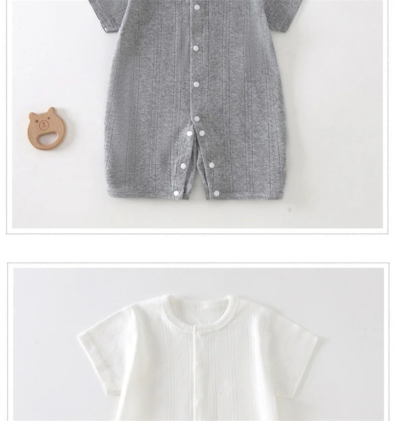 Baby Short Sleeved Jumpsuit Summer Newborn Breathable Mesh Air Conditioning Suit Boys Girls Infant Thin Sleepwear Crawling Suits
