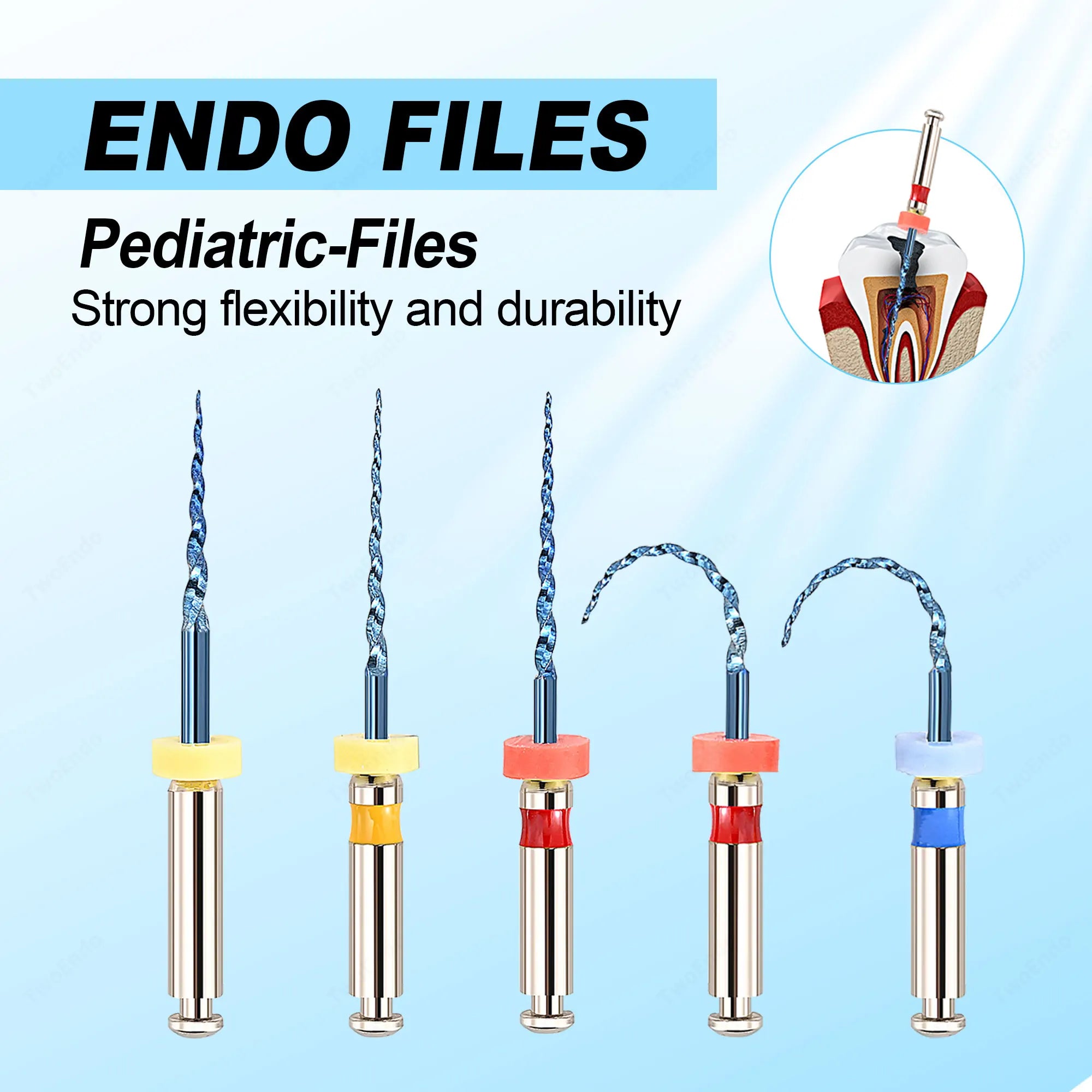 5 PCS/Pack Dental Niti Heat Activated Pediatric Files Rotary For Baby Root Canal Treatment Child Endo Files