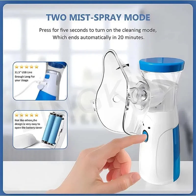 Atomizer Health Care Products Fingertip Pulse Blood Oxygen Portable Nebulizer Mesh Nebulizer Handheld Medical Asthma Inhaler