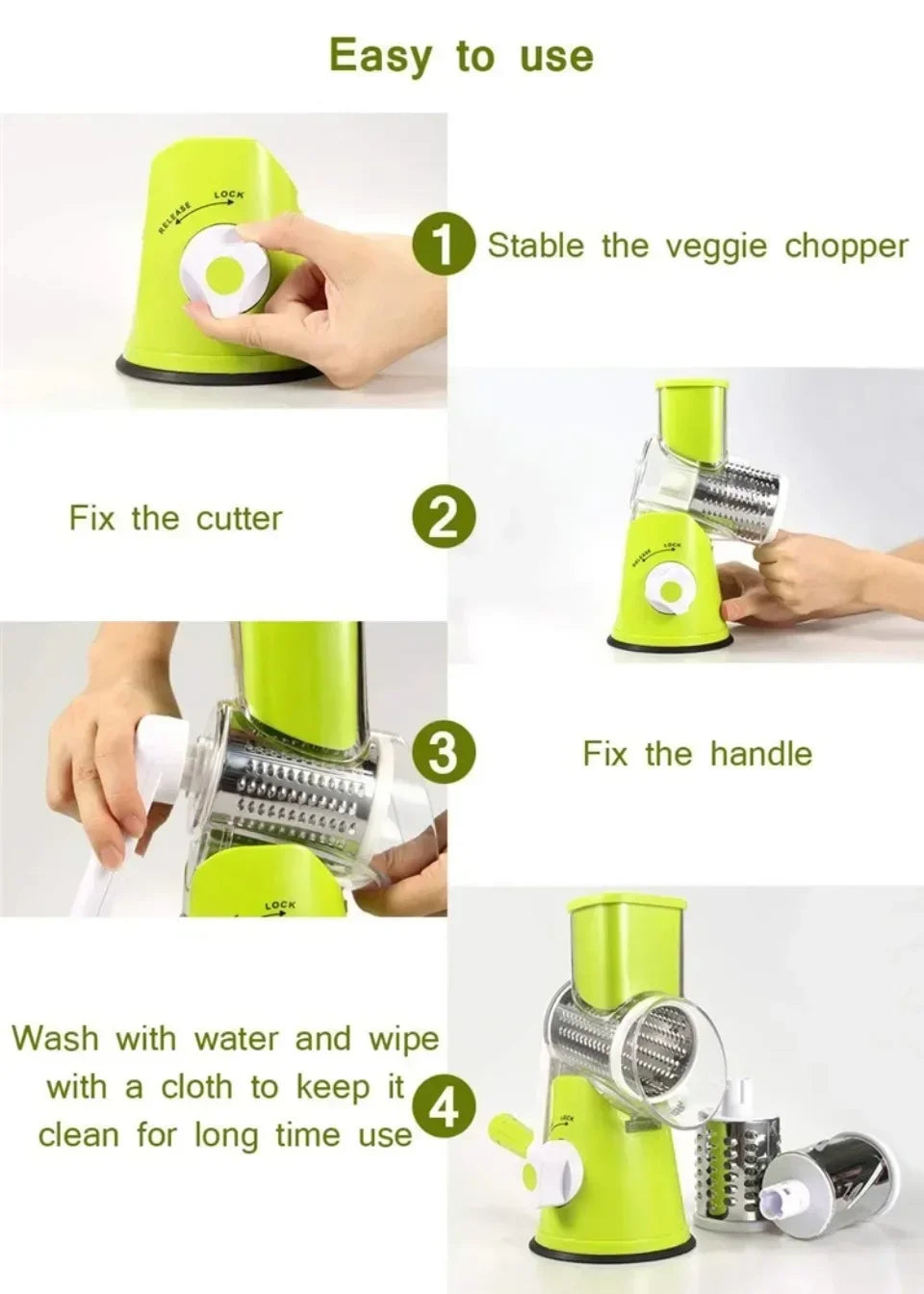 Hot selling 3-in-1 manual vegetable cutting machine with 3 sharp rollers, cheese, potatoes, garlic, kitchen cooking accessories