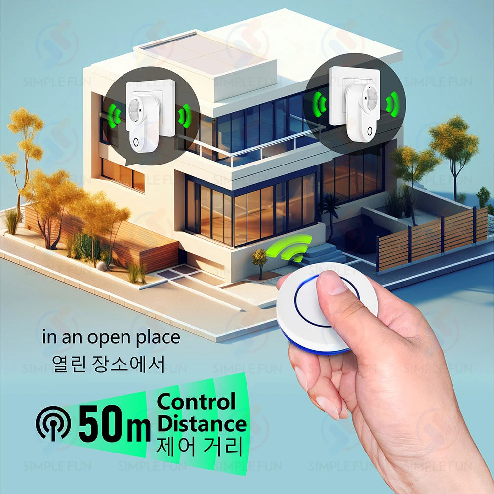 Wireless Remote Control Socket 220V 110V EU FR Smart Plug,50m Control Range,Power Outlet 15A for Home Appliance Light Fan
