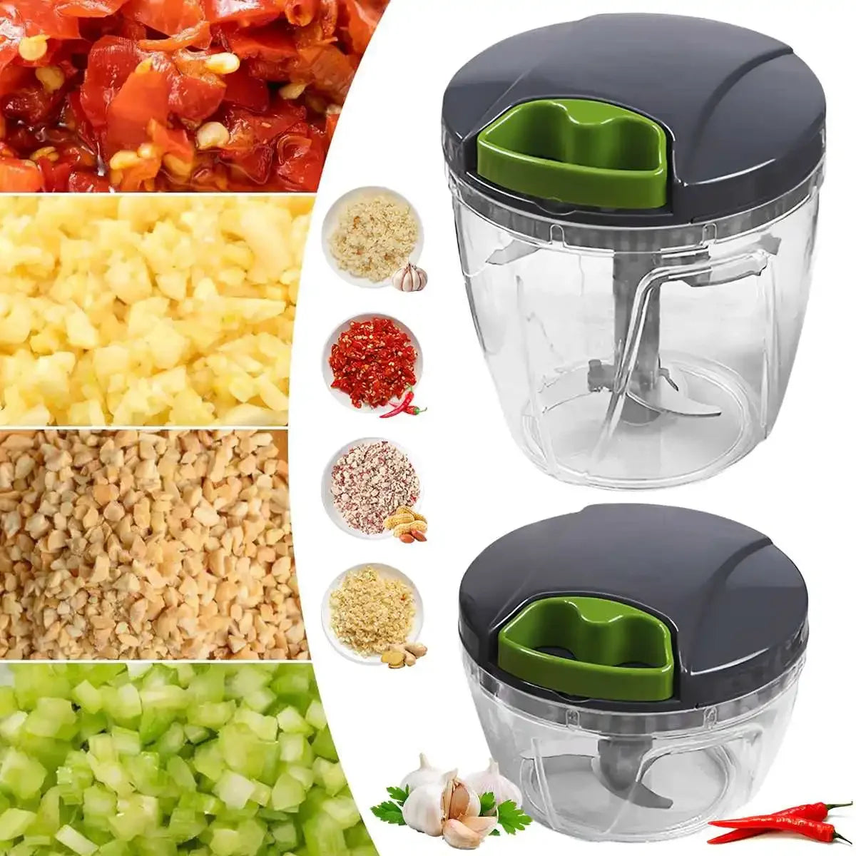 1000ml Manual Food Chopper Hand Pull String Vegetable Cutter Onions Garlic Chopper Fruits Herbs Nuts Kitchen Food Processor