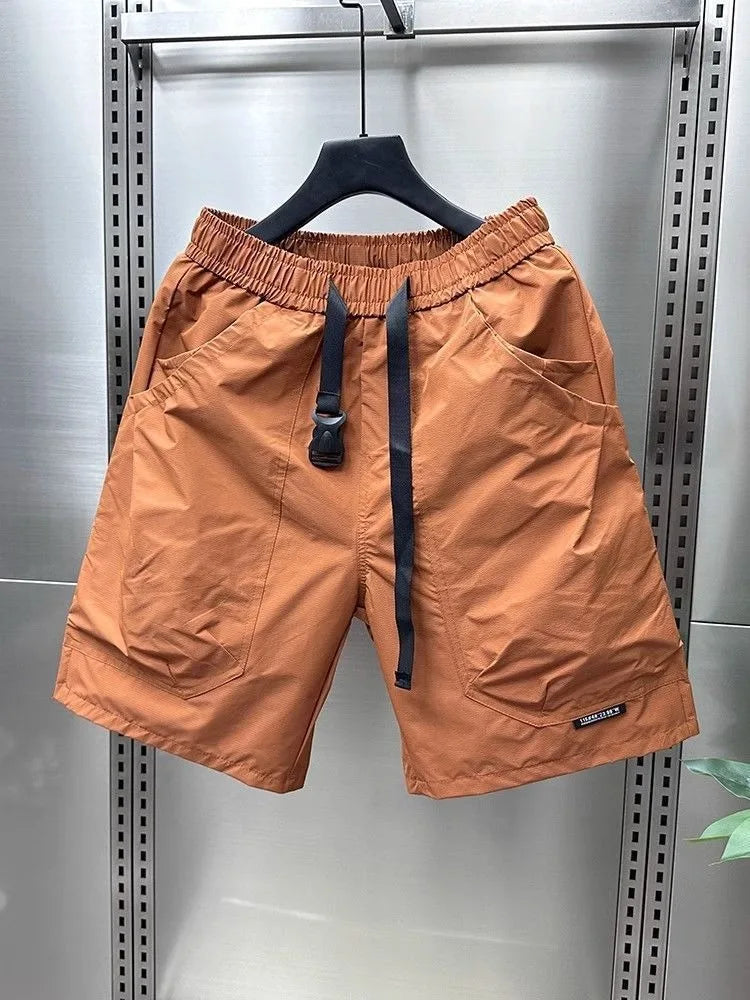 2026 Men's Large Pocket Waistband Work Shorts Summer Thin New Loose Straight Half Middle Pants