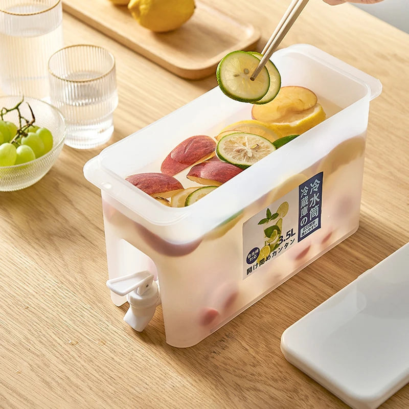 3.5L Water Kettle Or Faucet Beverage Dispenser Cold Juice Lemonade Drinks Bucket Liquid Storage Tank Outdoor Fridge Organizers