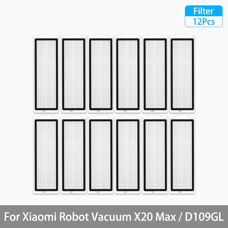 For Xiaomi Robot Vacuum X20 Max / D109GL Parts Accessories Main Brush Side Brush Hepa Filter Mop Cloth Dust Bag Replacement