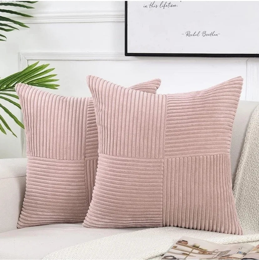 Rust Boho Throw Pillow Cover 18x18 Inch for Couch Bed Sofa Soft Corss Corduroy Patchwork Textured Terracotta Accent Cushion Case