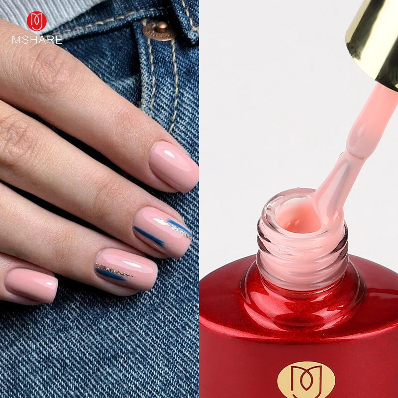 MSHARE Milk Milky White Base Gel Polish Camouflage Color Rubber Base Nail base coat 10ml