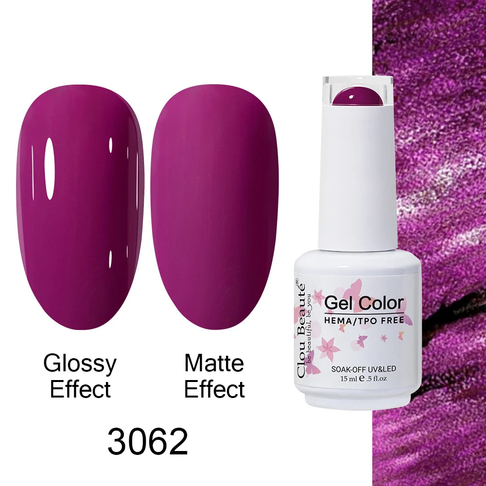 Clou Beaute 15ml HEMA TPO FREE Color Gel Nail Polish Nude Pink Red Green Collection Nail Gel Polish Glitter Soak Off UV LED Gel